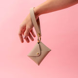 Cobblestone Beige Pebbled Leather Wristlet Wallet Set