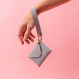 Feather Gray Pebbled Leather Wristlet Wallet Set