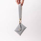 Feather Gray Pebbled Leather Wristlet