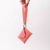 Flamingo Pink Pebbled Leather Wristlet Wallet Set