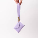 Lilac Purple Pebbled Leather Card Wallet