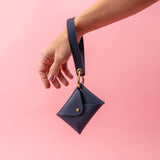 Midnight Blue Pebbled Leather Wristlet Wallet Set