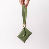 Moss Green Pebbled Leather Wristlet Wallet Set