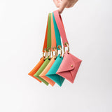 Tropical Teal Pebbled Leather Card Wallet