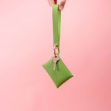 Kiwi Pebbled Leather Wristlet