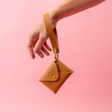 Sandy Tan Pebbled Leather Wristlet Wallet Set