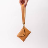Sandy Tan Pebbled Leather Wristlet Wallet Set