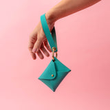 Tropical Teal Pebbled Leather Wristlet Wallet Set