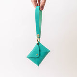 Tropical Teal Pebbled Leather Wristlet Wallet Set