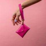 Fuchsia Matte Vachetta Leather Wristlet Wallet Set