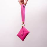 Fuchsia Matte Vachetta Leather Wristlet Wallet Set