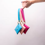 Peacock Blue Matte Vachetta Leather Wristlet Wallet Set