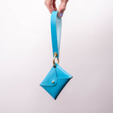Peacock Blue Matte Vachetta Leather Wristlet Wallet Set