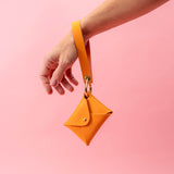 Tangerine Matte Vachetta Leather Wristlet Wallet Set