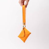 Tangerine Matte Vachetta Leather Wristlet Wallet Set