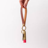 Black Veg Tan Leather Wristlet