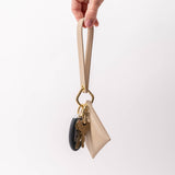 Cobblestone Beige Pebbled Leather Wristlet Wallet Set