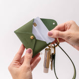 Moss Green Pebbled Leather Wristlet Wallet Set