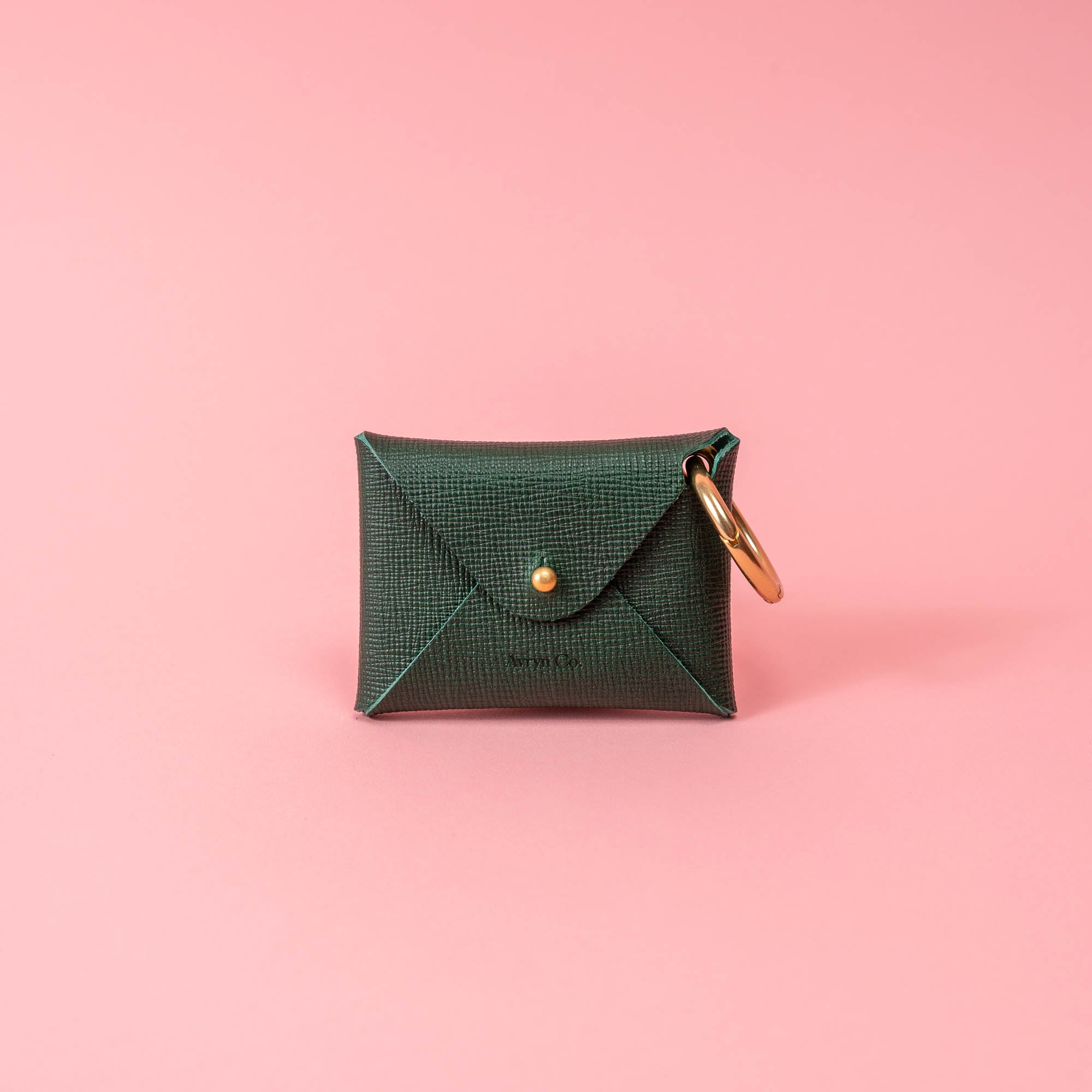 Emerald Green Hatch Leather Card Wallet