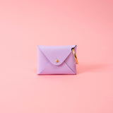 Lilac Purple Pebbled Leather Card Wallet