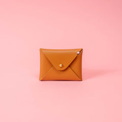 Sandy Tan Pebbled Leather Card Wallet