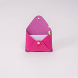 Fuchsia Matte Vachetta Leather Card Wallet