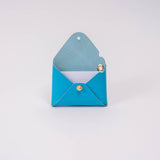 Peacock Blue Matte Vachetta Leather Card Wallet