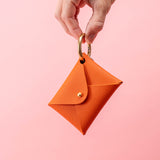 Clementine Orange Pebbled Leather Card Wallet