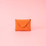 Clementine Orange Pebbled Leather Card Wallet