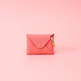 Flamingo Pink Pebbled Leather Card Wallet