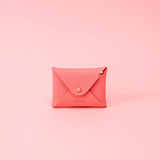 Flamingo Pink Pebbled Leather Card Wallet