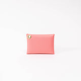 Flamingo Pink Pebbled Leather Card Wallet