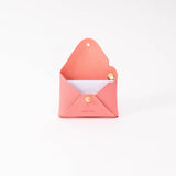 Flamingo Pink Pebbled Leather Card Wallet