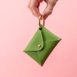 Kiwi Green Pebbled Leather Card Wallet