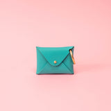Tropical Teal Pebbled Leather Card Wallet
