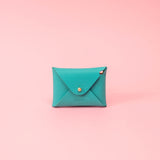 Tropical Teal Pebbled Leather Card Wallet