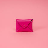 Fuchsia Matte Vachetta Leather Card Wallet