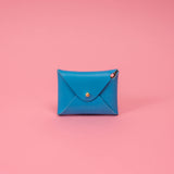 Peacock Blue Matte Vachetta Leather Card Wallet