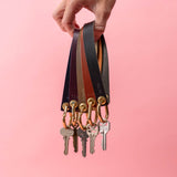 Black Veg Tan Leather Wristlet