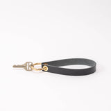 Black Veg Tan Leather Wristlet