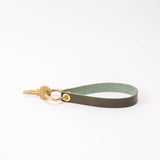 Olive Green Veg Tan Leather Wristlet