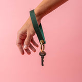 Emerald Green Hatch Leather Wristlet