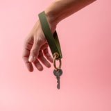 Moss Green Pebbled Leather Wristlet