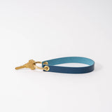 Ocean Blue Veg Tan Leather Wristlet