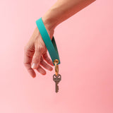Tropical Teal Pebbled Leather Wristlet