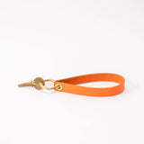 Clementine Orange Pebbled Leather Wristlet