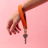 Clementine Orange Pebbled Leather Wristlet