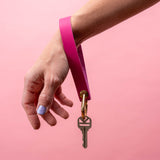 Fuchsia Matte Vachetta Leather Wristlet