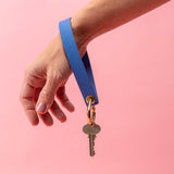 Cornflower Blue Pebbled Leather Wristlet