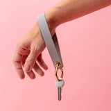 Feather Gray Pebbled Leather Wristlet